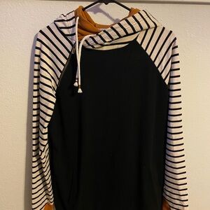 Striped Black and Brown Hoodie